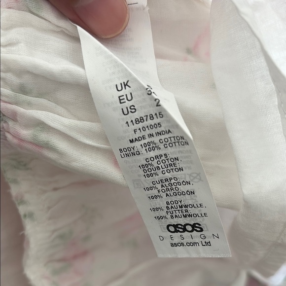 ASOS DESIGN eyelet rose floral loveshack fancy vibe frill ruched mini dress 0128 - Picture 9 of 10